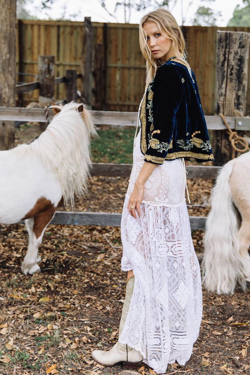 🧡 Midnight Rambler Cropped Velvet Jacket - Starry Night - Chasing Unicorns