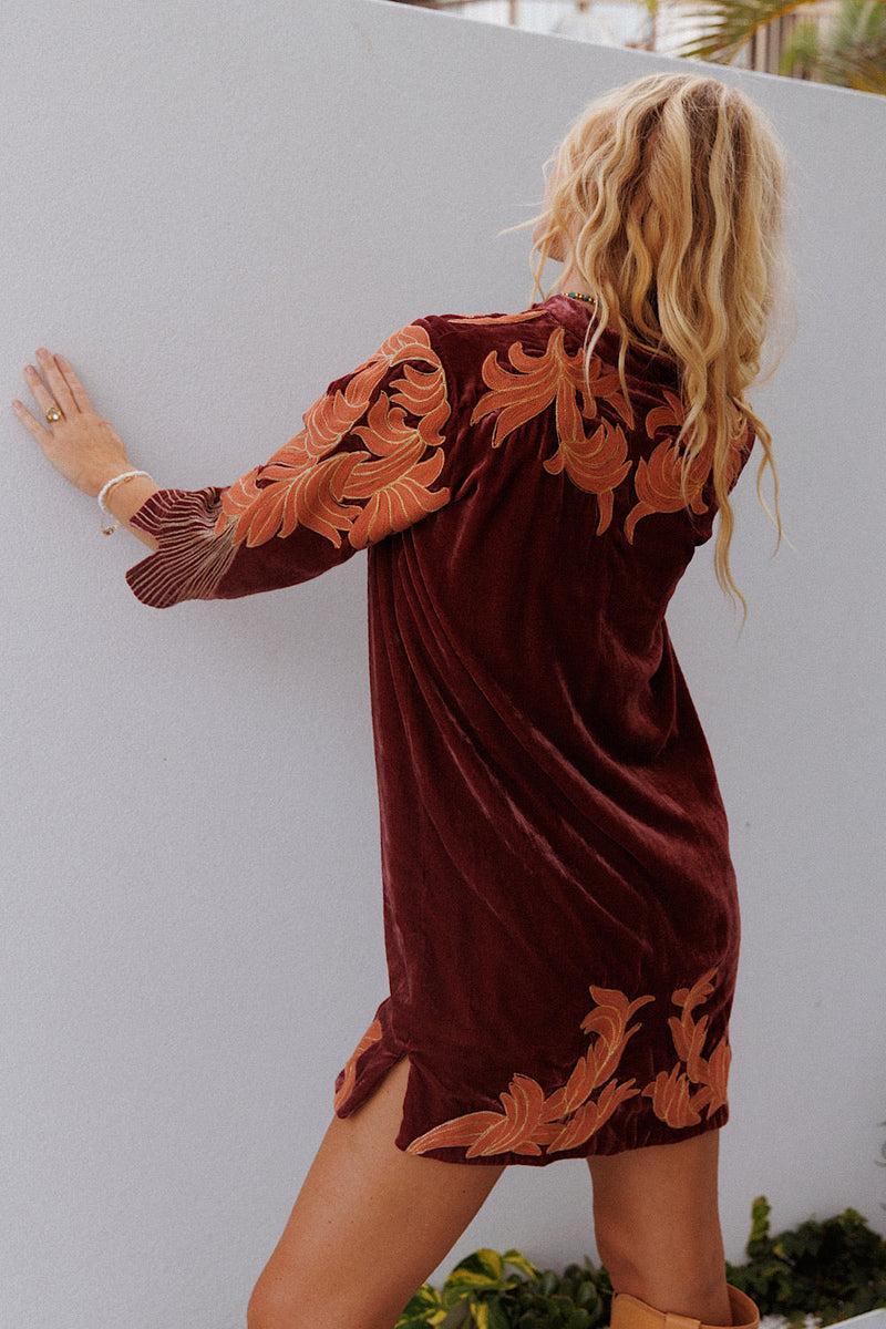 Midnight Rider Velvet Tunic Dress - Russet - Chasing Unicorns