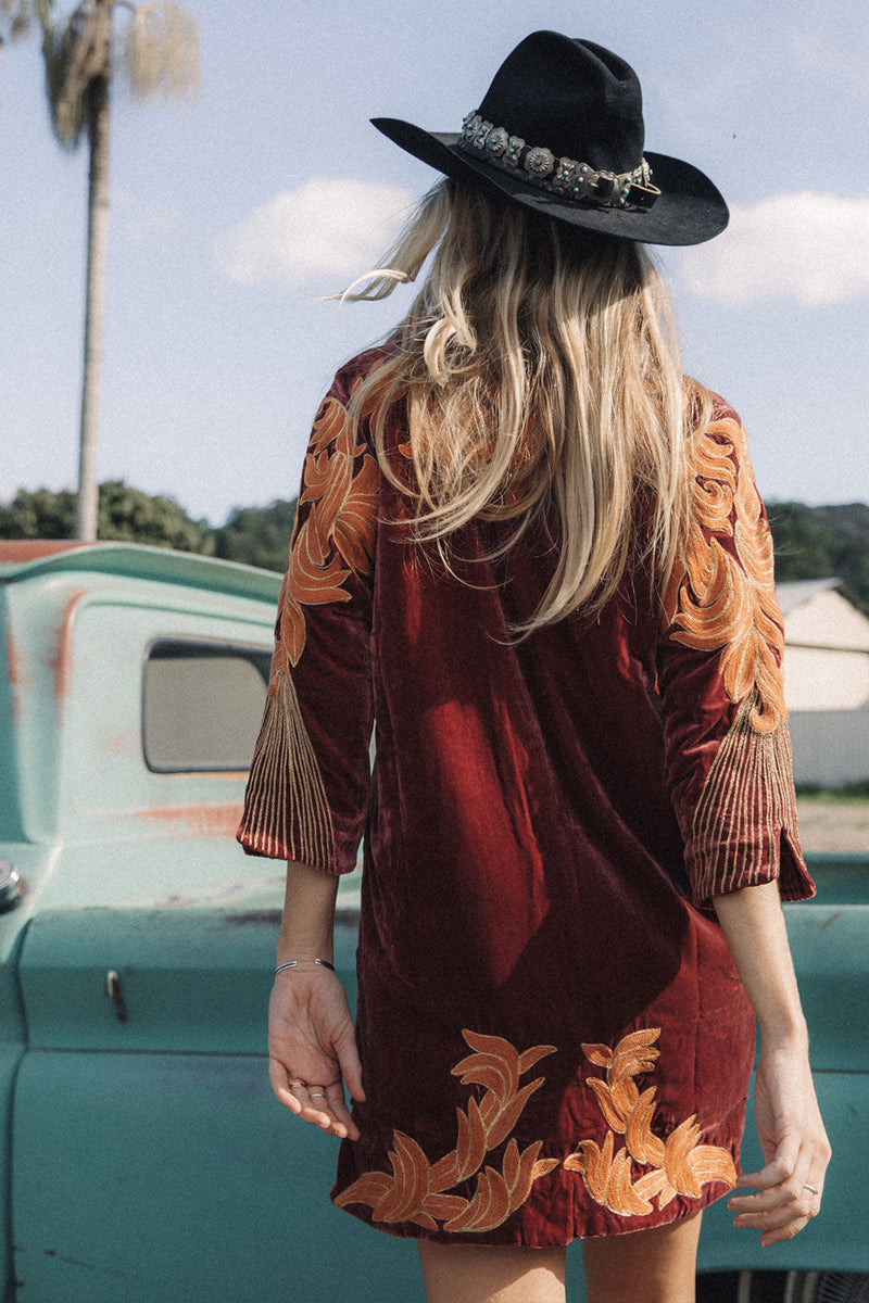 Midnight Rider Velvet Tunic Dress - Russet - Chasing Unicorns