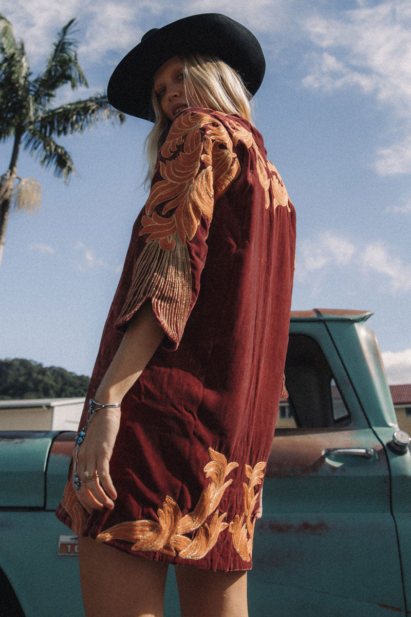 Midnight Rider Velvet Tunic Dress - Russet - Chasing Unicorns