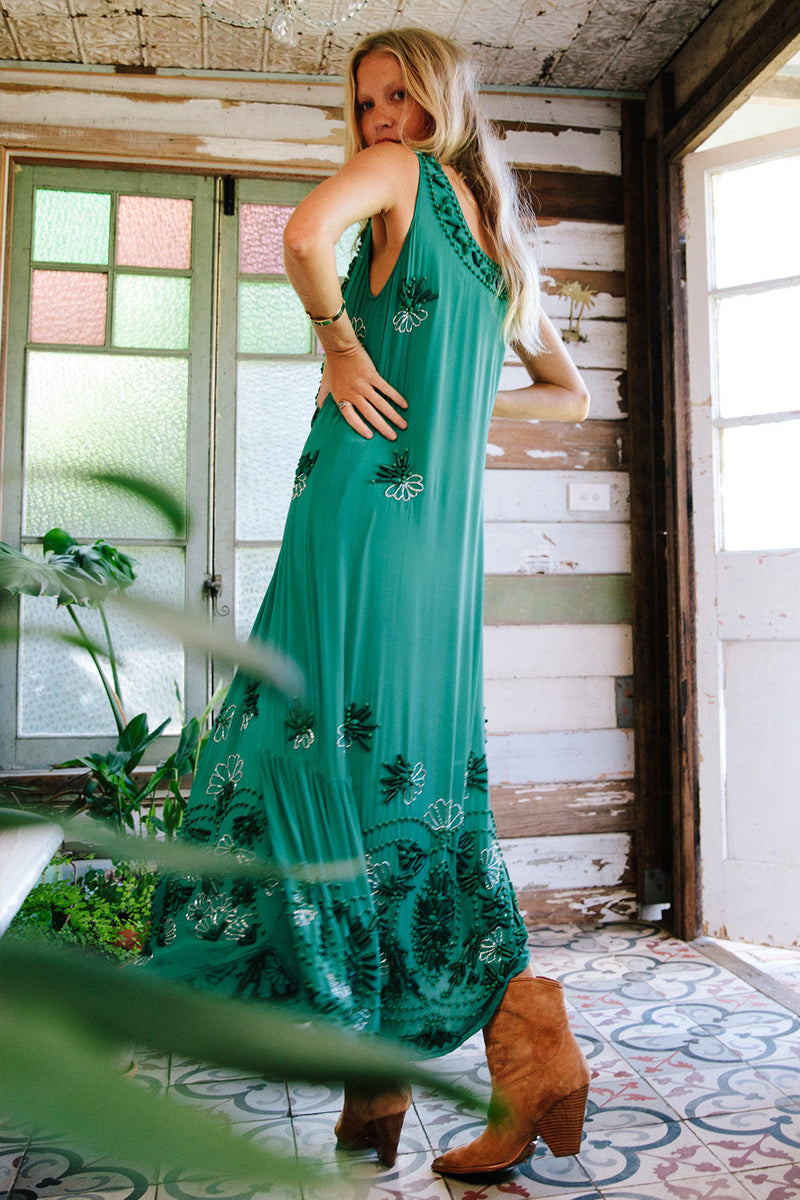 Moonlight Drive Silk Hand Beaded Flapper Dress - Chasing Unicorns