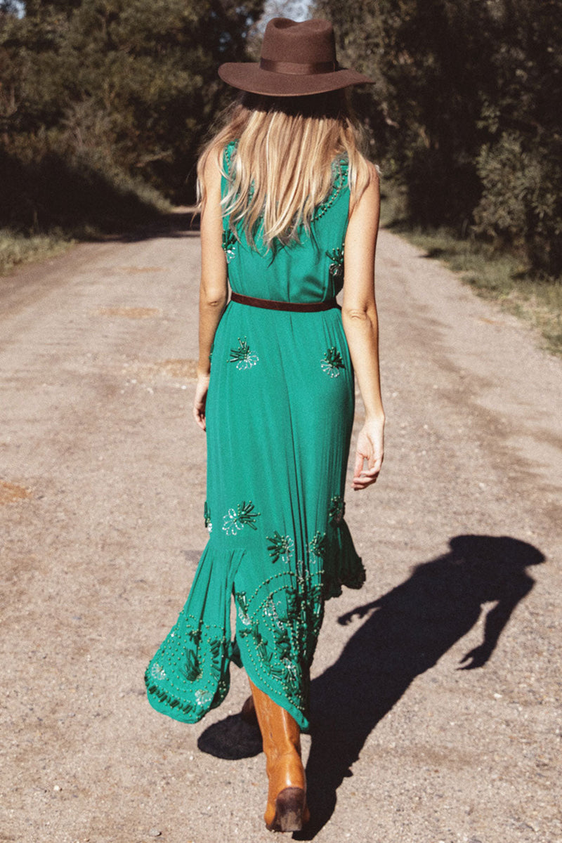 Moonlight Drive Silk Hand Beaded Flapper Dress - Chasing Unicorns