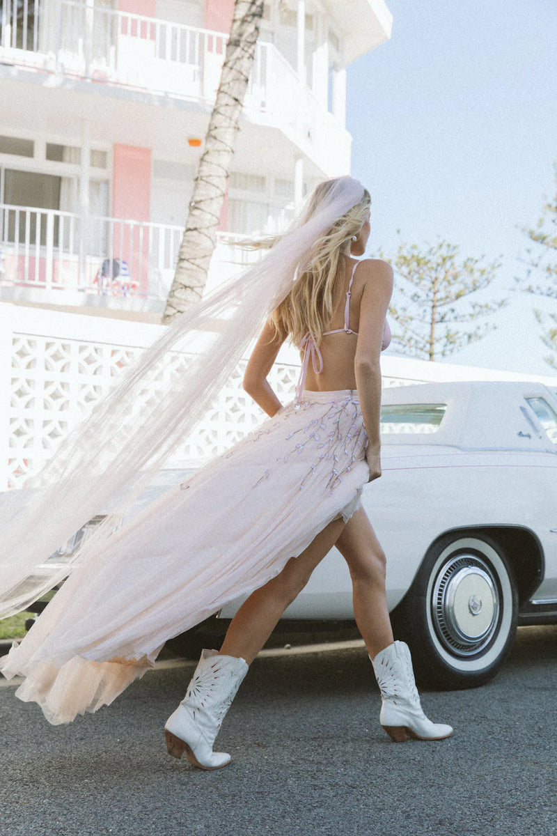 Moonlight Mile Tulle And Embroidered Skirt - Blush - Chasing Unicorns