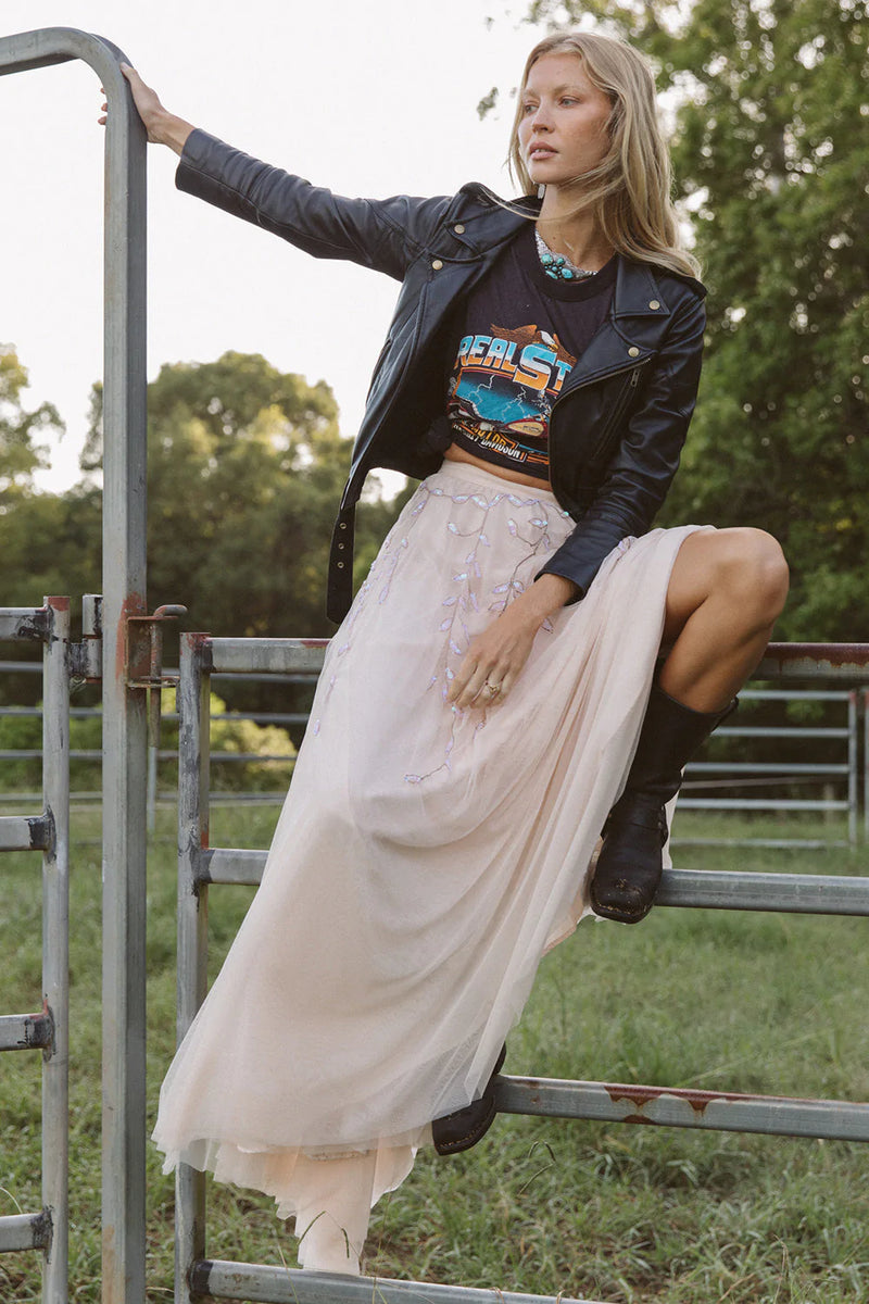 Moonlight Mile Tulle And Embroidered Skirt - Blush - Chasing Unicorns