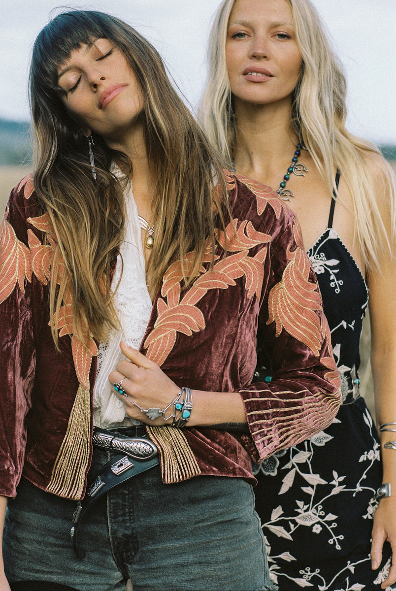 Movin’ On Up Cropped Velvet Jacket- Russet - Chasing Unicorns