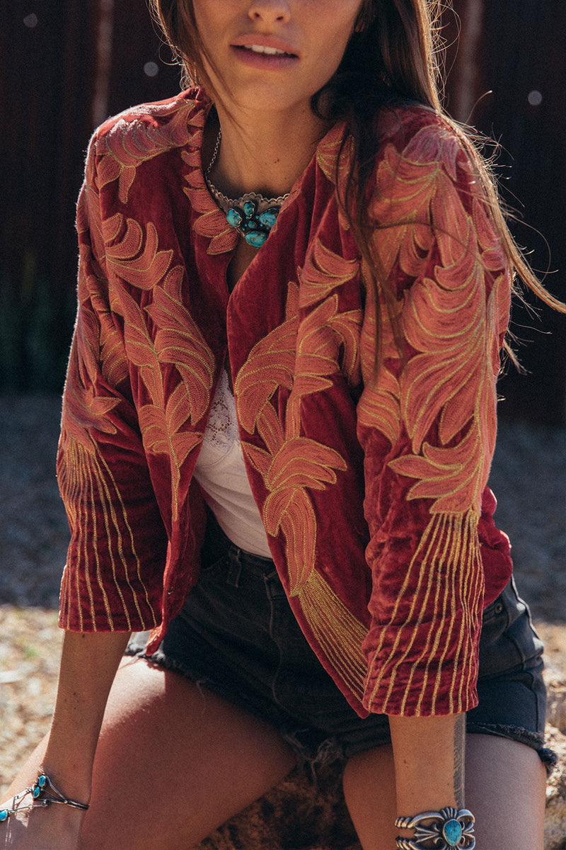 Movin’ On Up Velvet Jacket - Chasing Unicorns