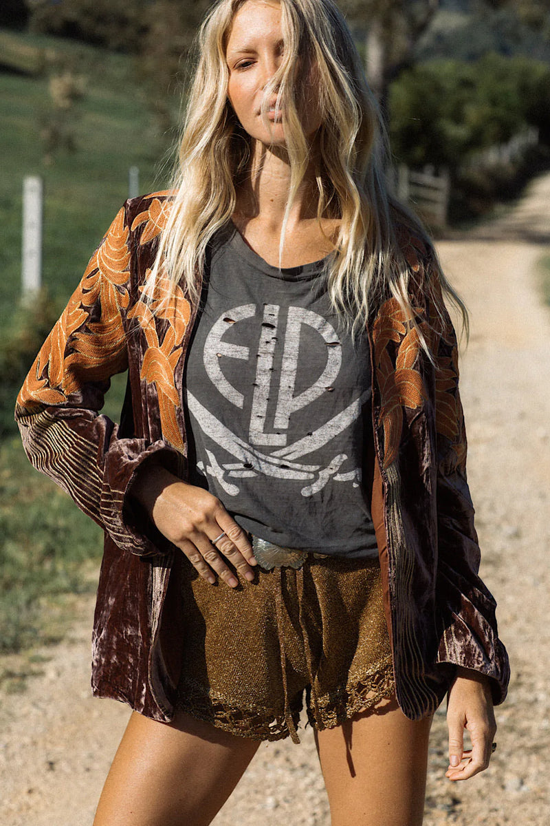 ⚡️Movin’ On Up Velvet Long Line Jacket - Prune - Chasing Unicorns