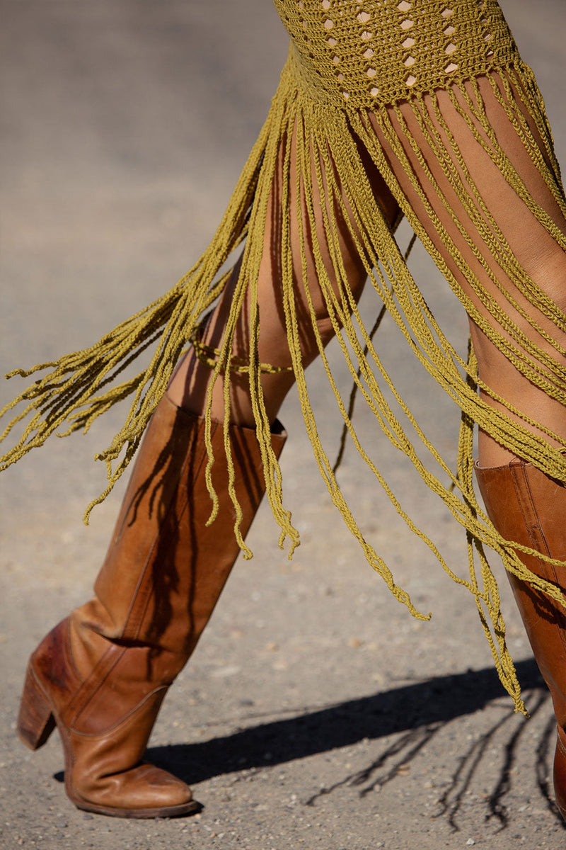 My Wild Love Crochet Fringe Skirt - Chartreuse - Chasing Unicorns