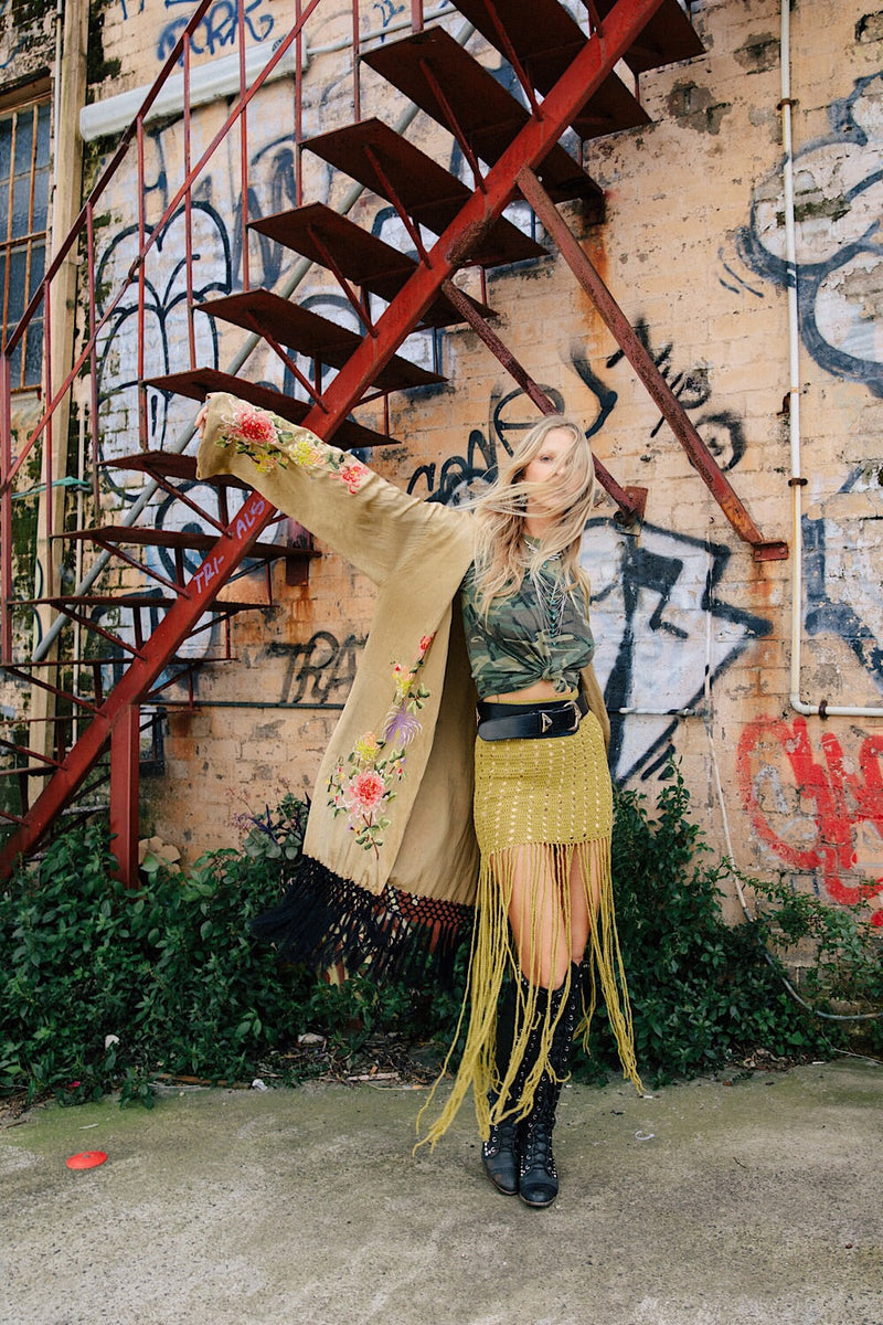 My Wild Love Crochet Fringe Skirt - Chartreuse - Chasing Unicorns