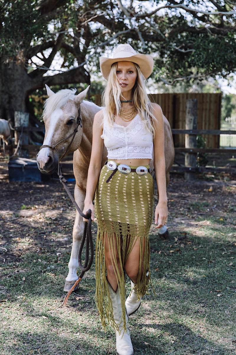 My Wild Love Crochet Fringe Skirt - Chartreuse - Chasing Unicorns