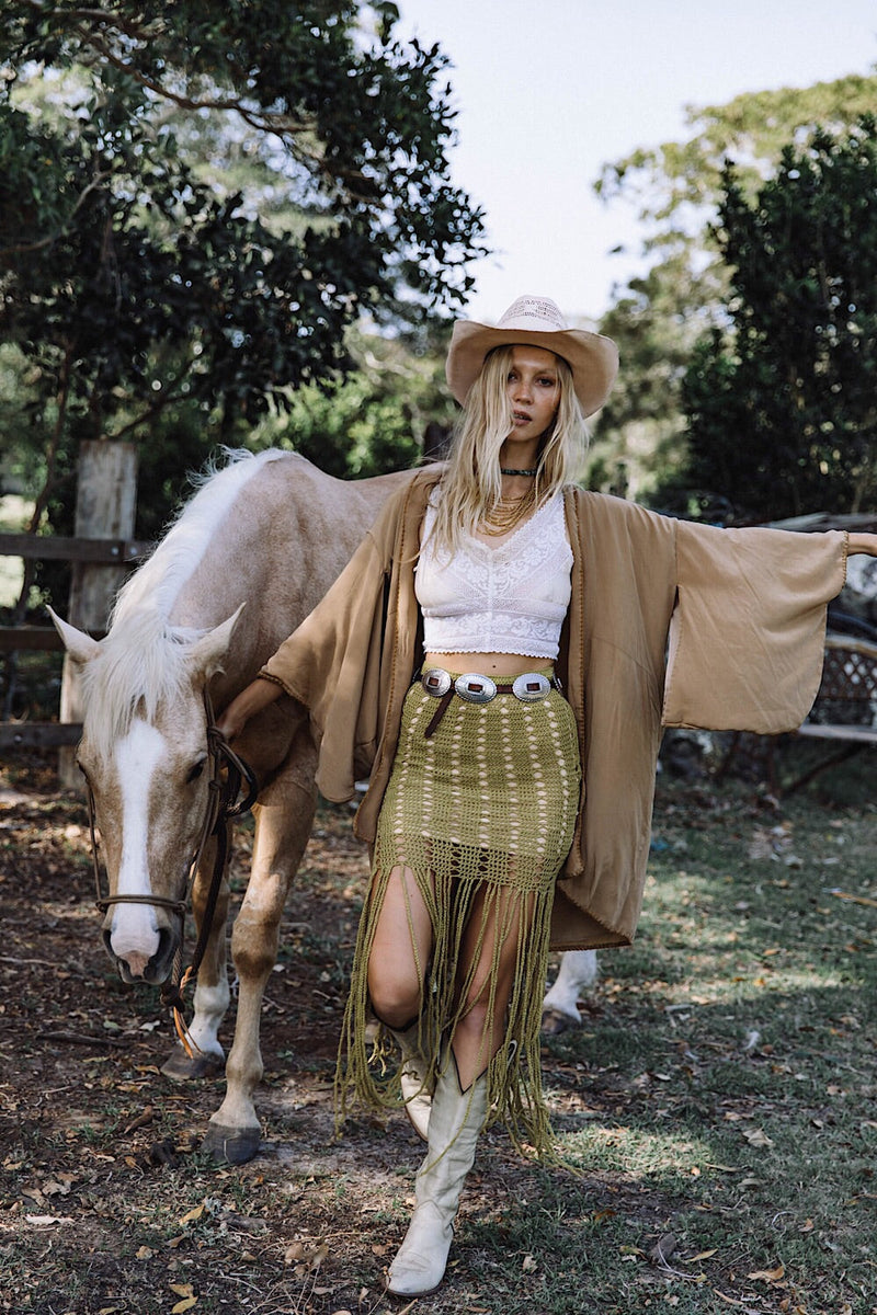 My Wild Love Crochet Fringe Skirt - Chartreuse - Chasing Unicorns