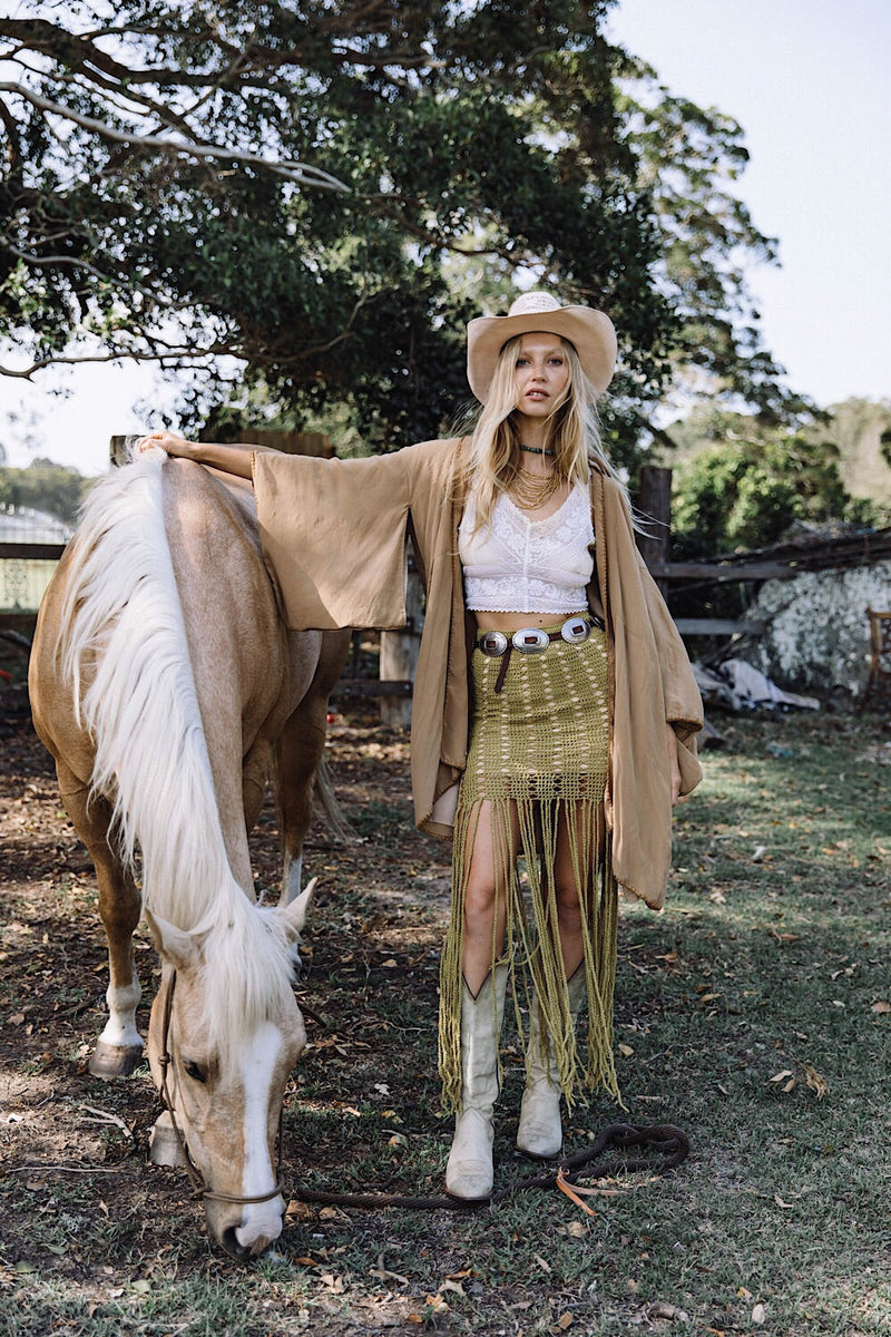 My Wild Love Crochet Fringe Skirt - Chartreuse - Chasing Unicorns