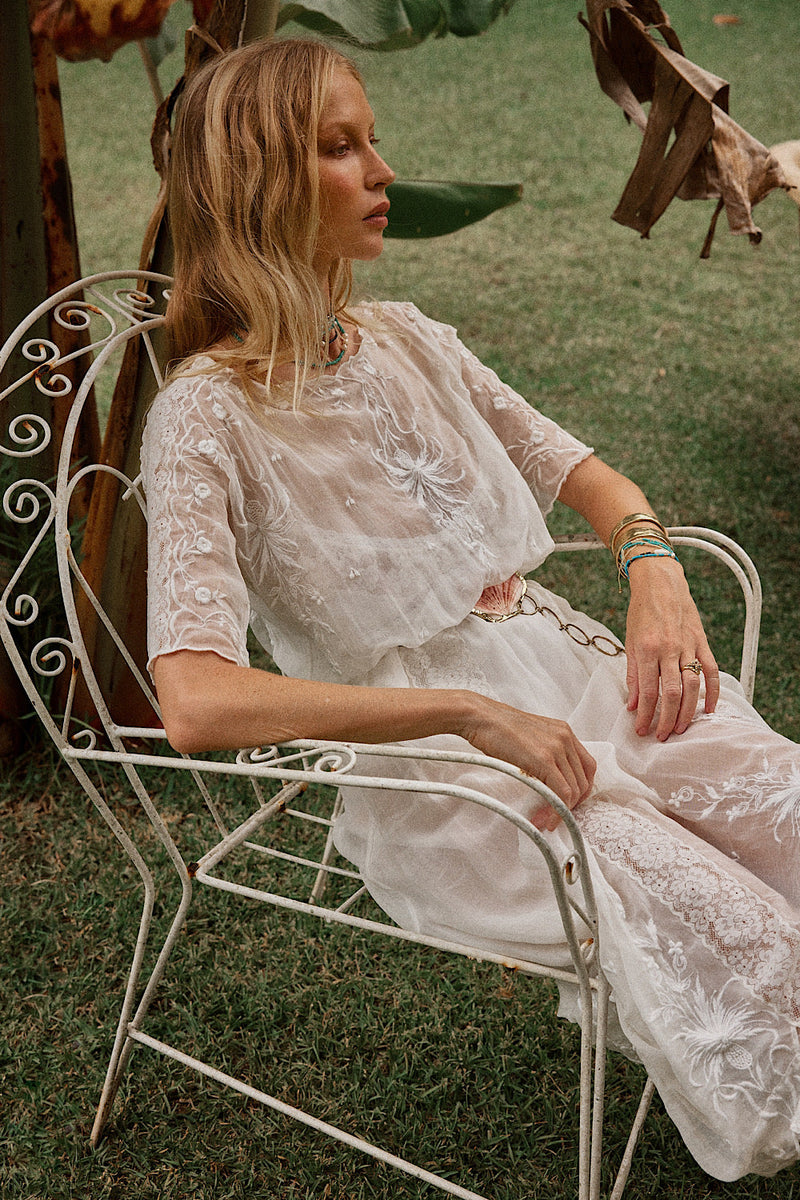 Natural Mystic Silk/Cotton Maxi Dress - Chasing Unicorns