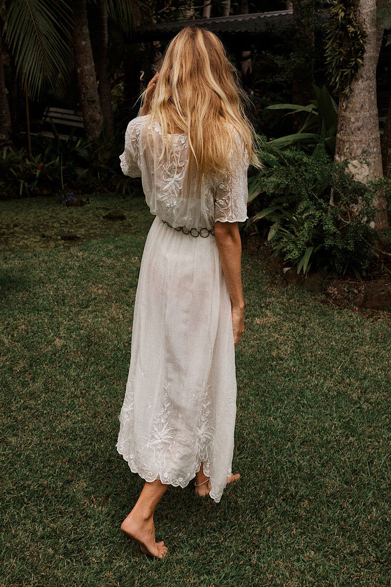 Natural Mystic Silk/Cotton Maxi Dress - Chasing Unicorns