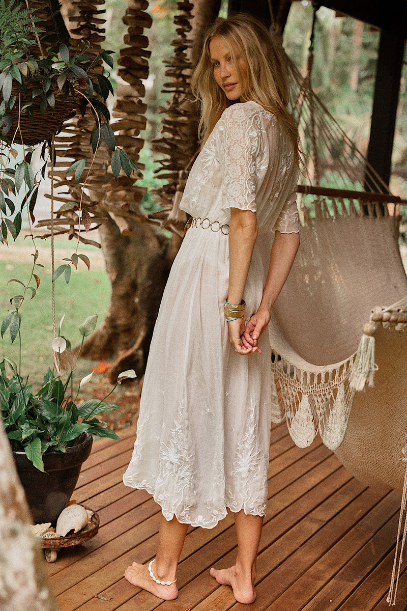 Natural Mystic Silk/Cotton Maxi Dress - Chasing Unicorns