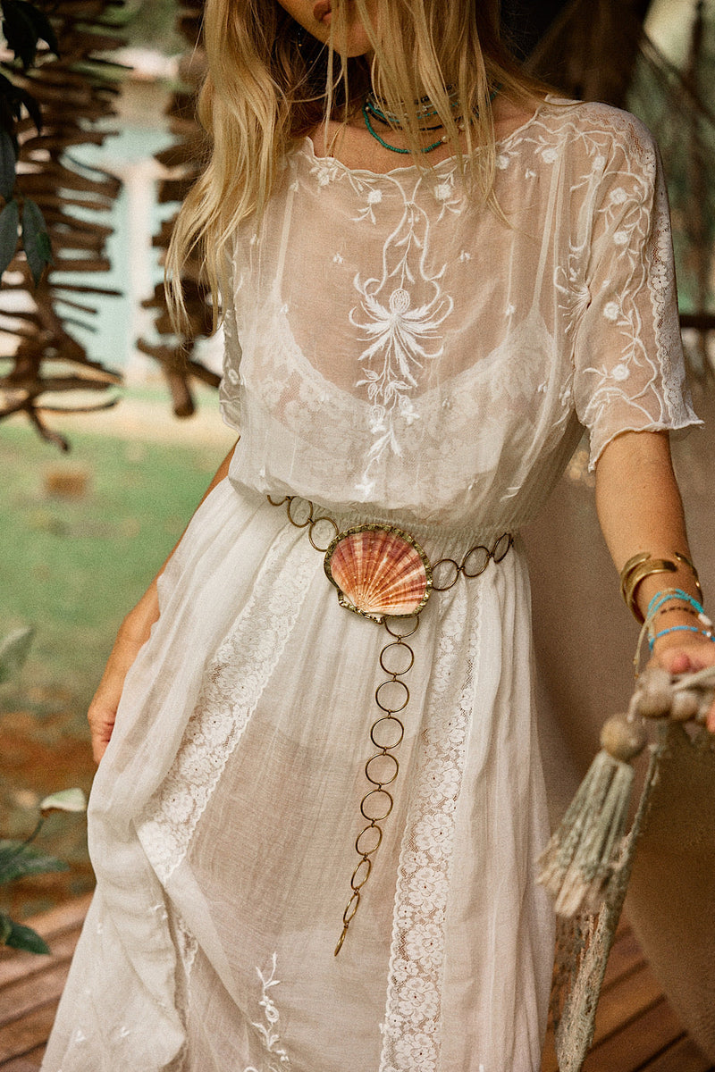 Natural Mystic Silk/Cotton Maxi Dress - Chasing Unicorns