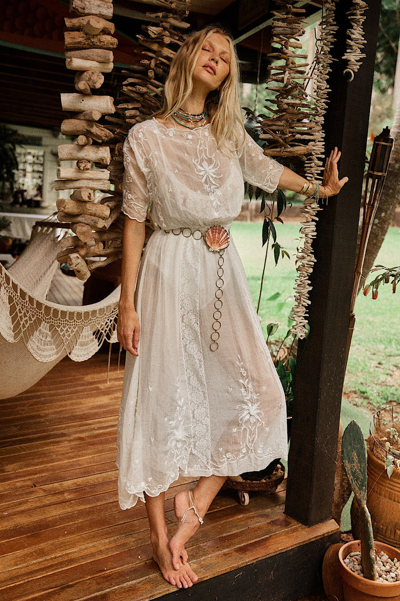 Natural Mystic Silk/Cotton Maxi Dress - Chasing Unicorns