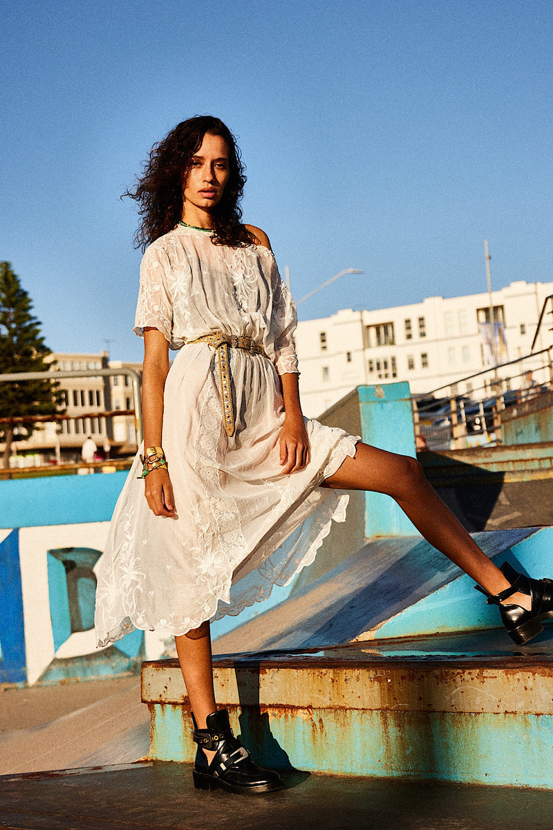 Natural Mystic Silk/Cotton Maxi Dress - Chasing Unicorns