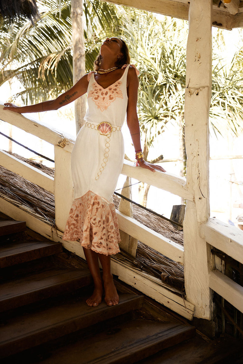 New Cotton Gauze Cutwork Embroidered Skirt - Chasing Unicorns