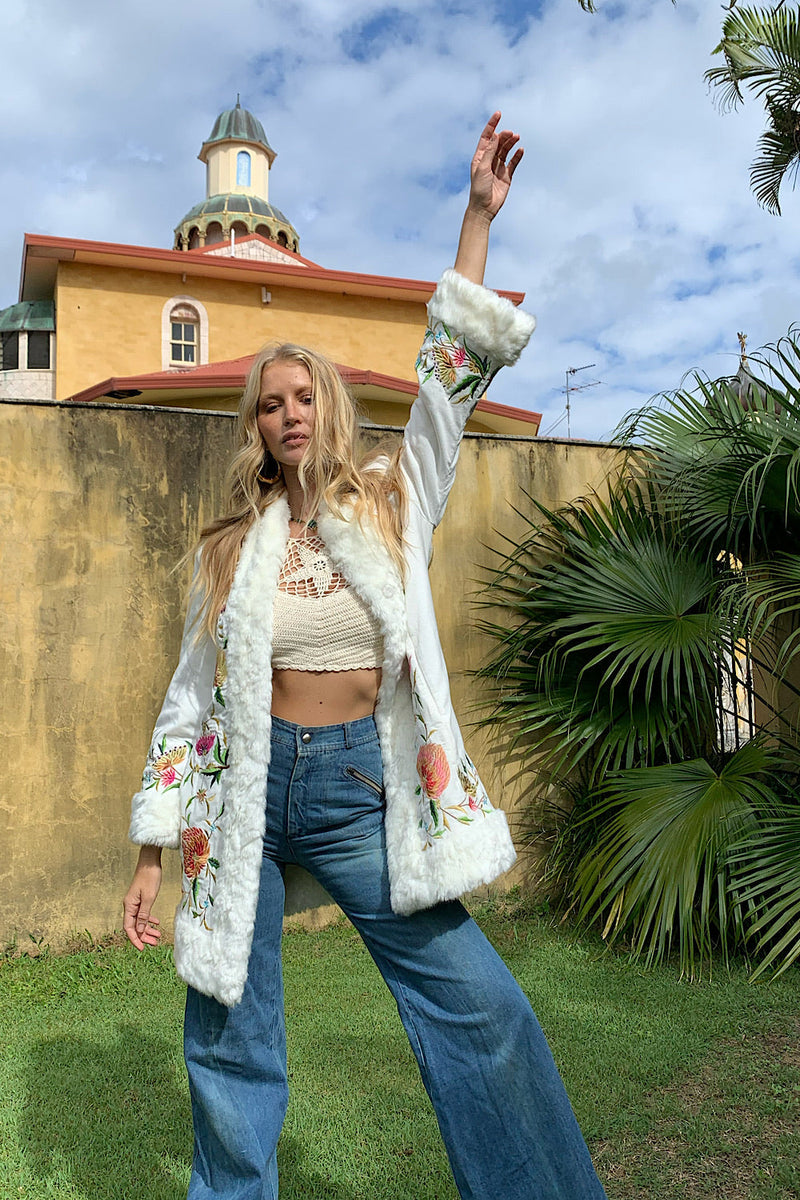 New York Groove Velvet Embroidered Penny Lane Coat - Chasing Unicorns