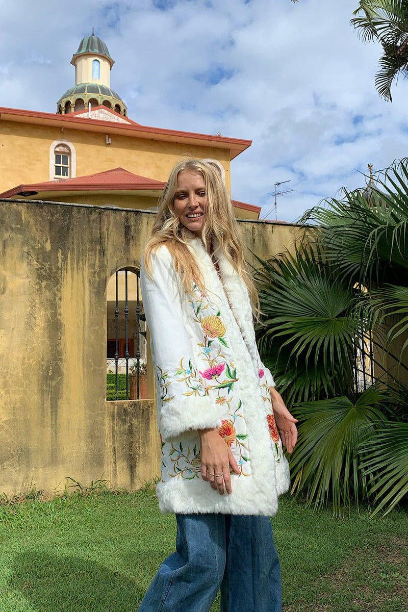 New York Groove Velvet Embroidered Penny Lane Coat - Chasing Unicorns