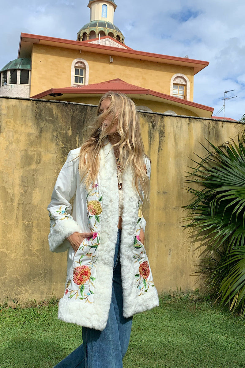 New York Groove Velvet Embroidered Penny Lane Coat - Chasing Unicorns