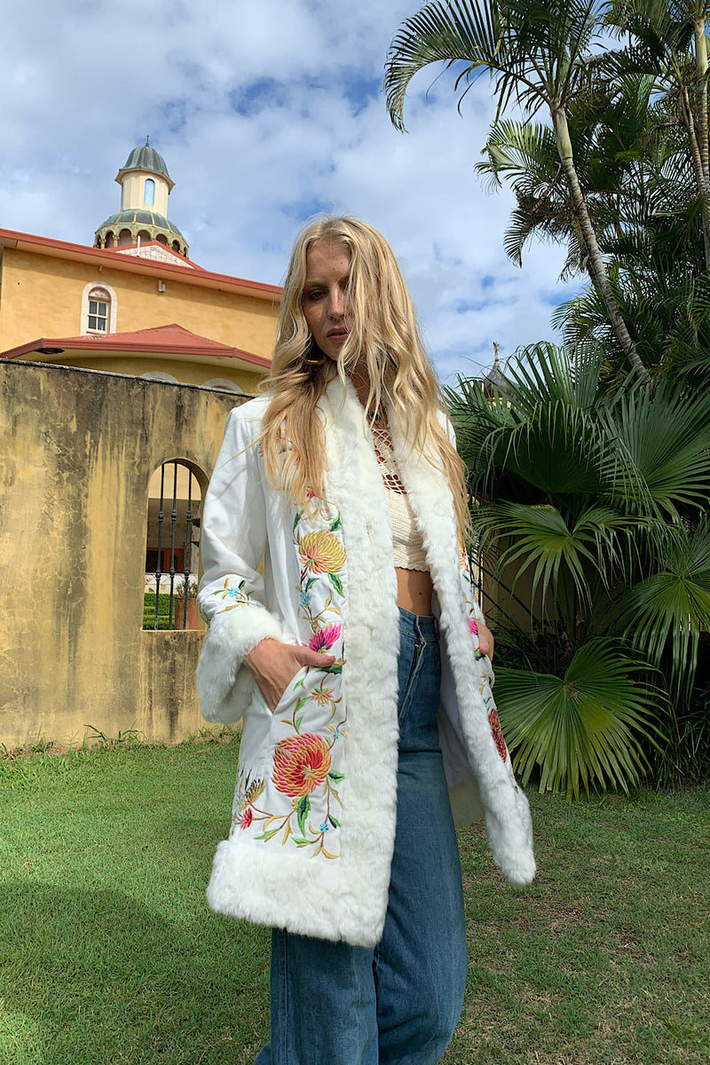 New York Groove Velvet Embroidered Penny Lane Coat - Chasing Unicorns