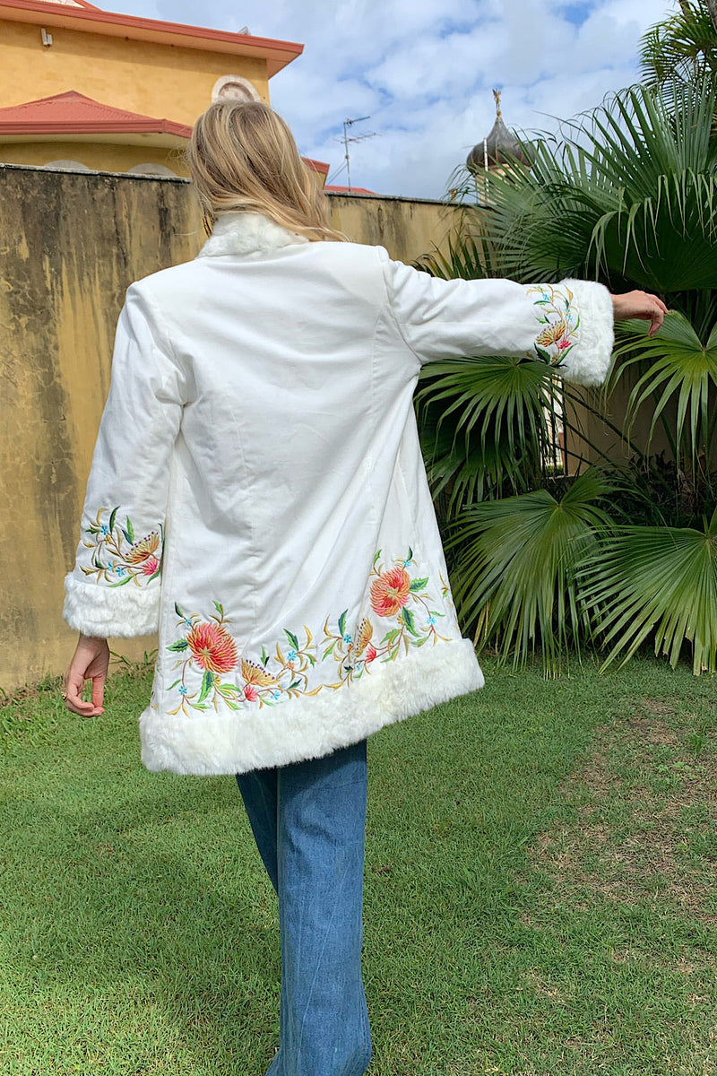 New York Groove Velvet Embroidered Penny Lane Coat - Chasing Unicorns