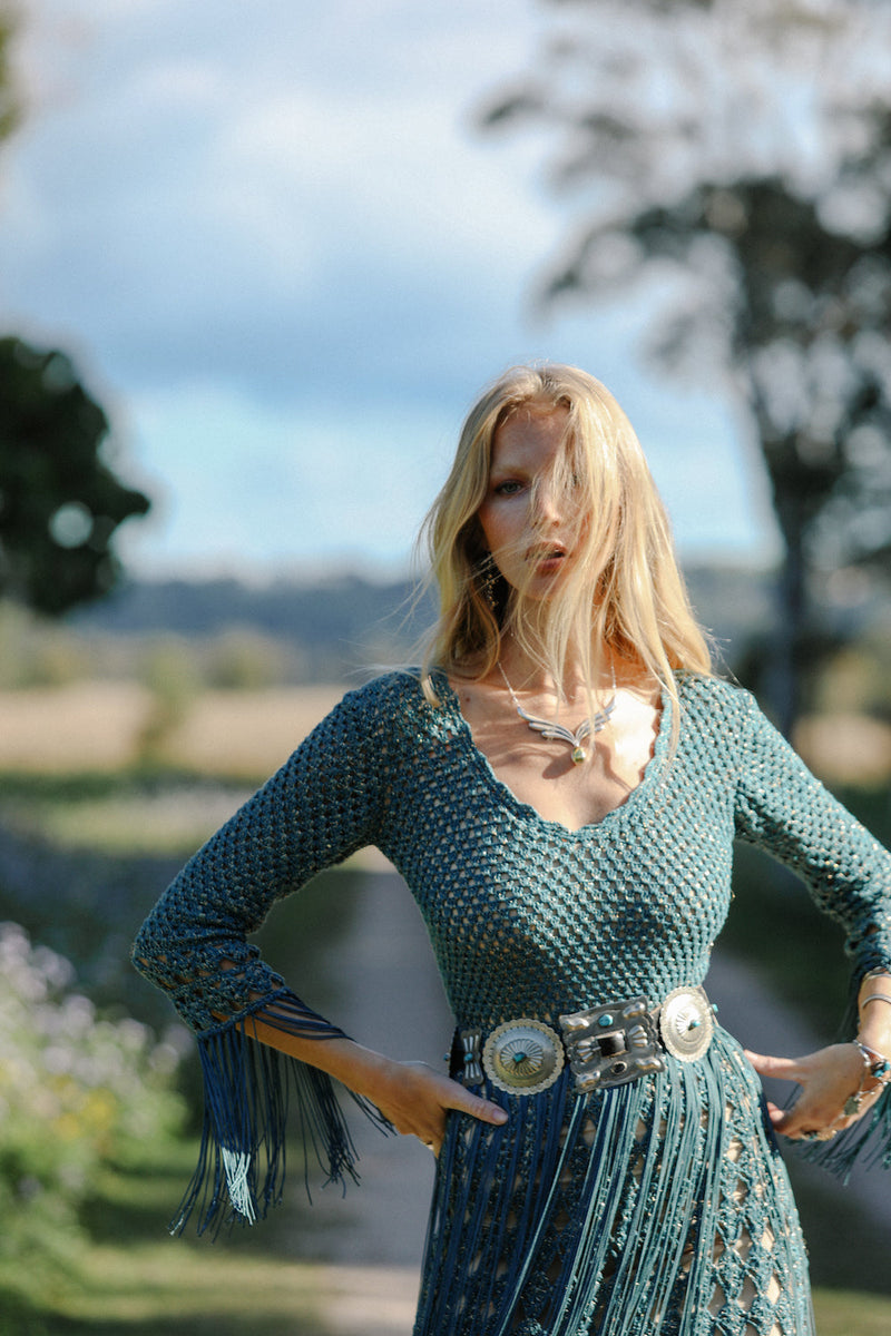 Night Fever Fringe + Crochet Maxi Dress - Chasing Unicorns