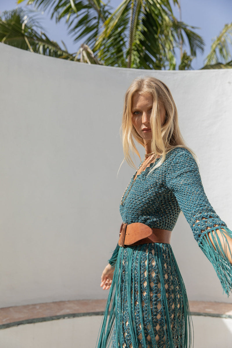Night Fever Fringe + Crochet Maxi Dress - Chasing Unicorns