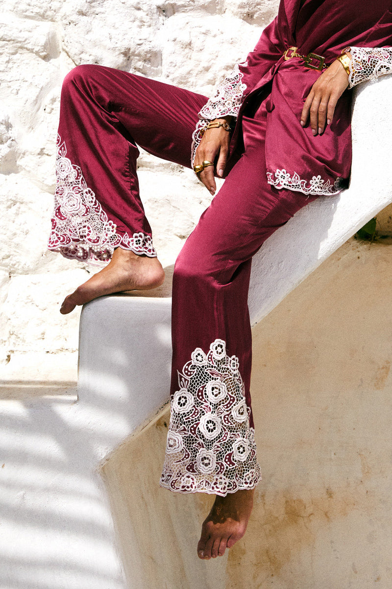 One Of Those Nights Silk Cutwork Flares - Chasing Unicorns