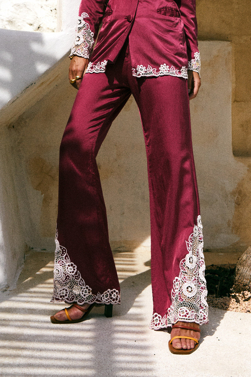 One Of Those Nights Silk Cutwork Flares - Chasing Unicorns