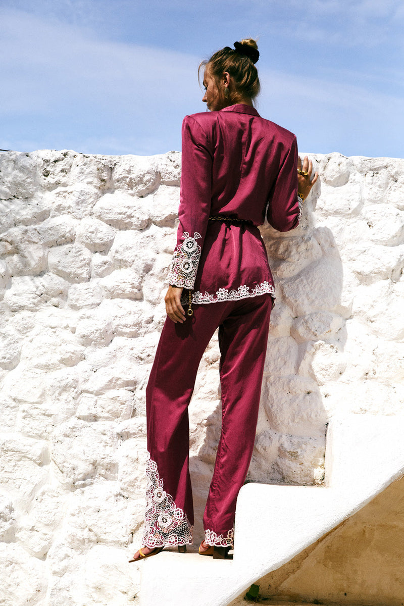 One Of Those Nights Silk Cutwork Flares - Chasing Unicorns