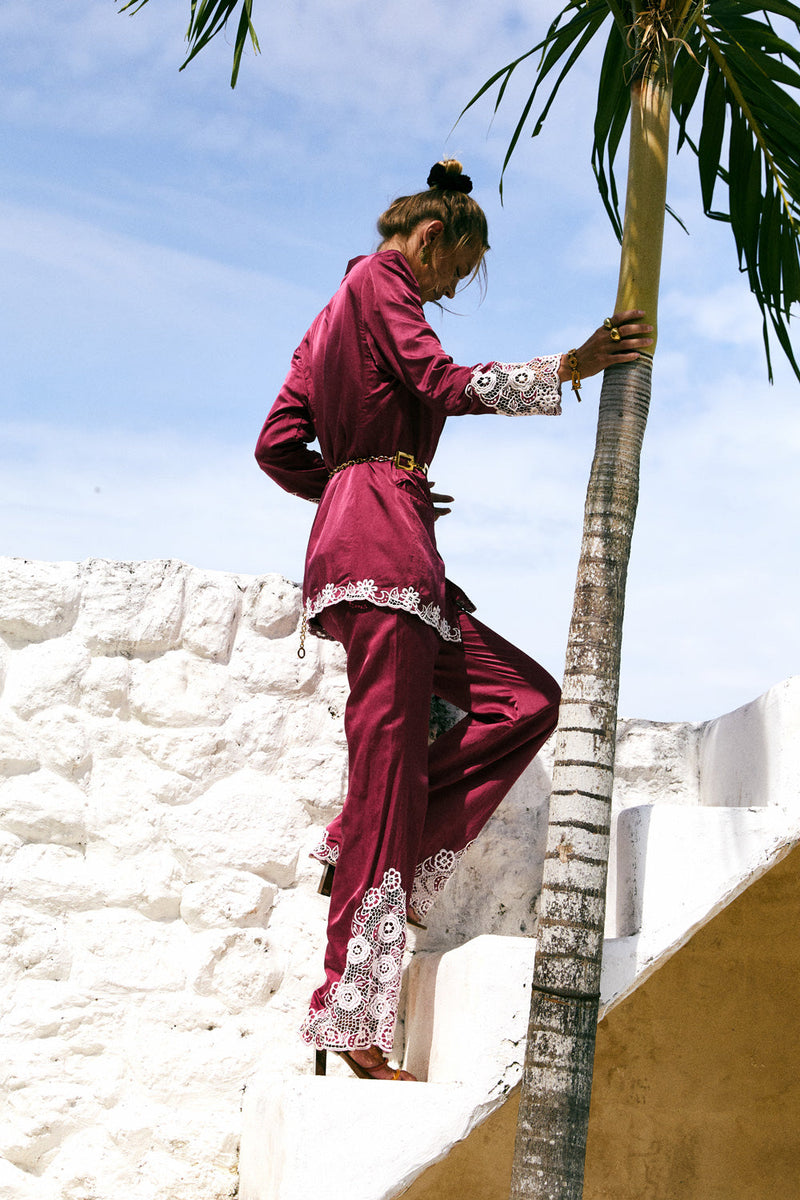 One Of Those Nights Silk Cutwork Flares - Chasing Unicorns