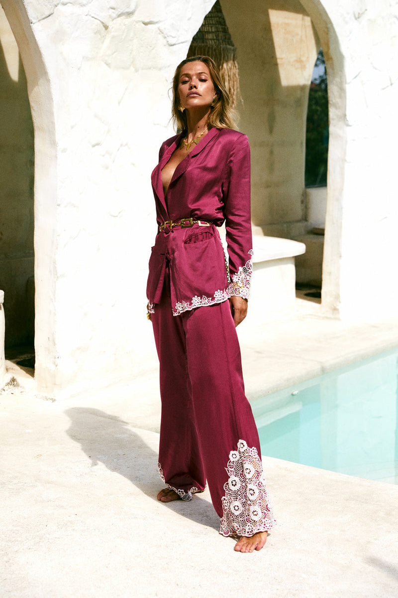 One Of Those Nights Silk Cutwork Flares - Chasing Unicorns