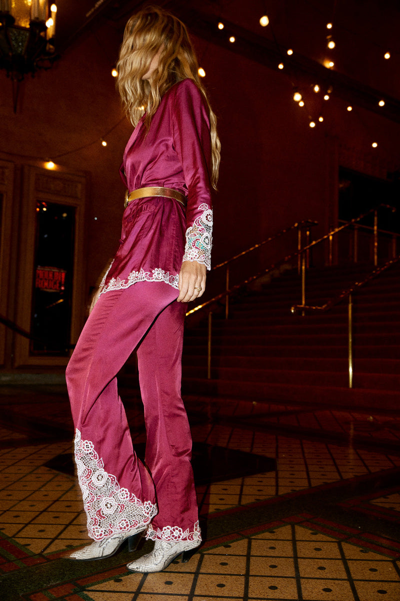 One Of Those Nights Silk Cutwork Flares - Chasing Unicorns