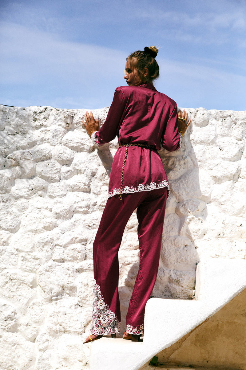 One Of Those Nights Silk Cutwork Jacket - Chasing Unicorns