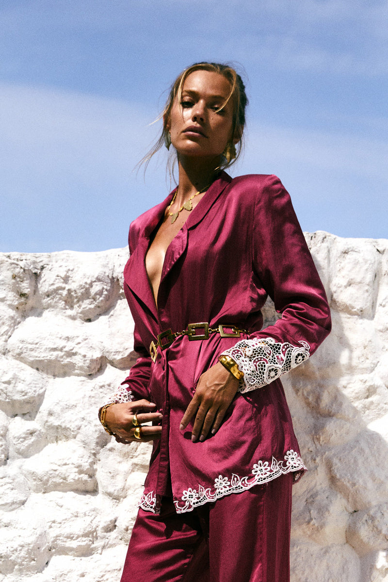 One Of Those Nights Silk Cutwork Jacket - Chasing Unicorns