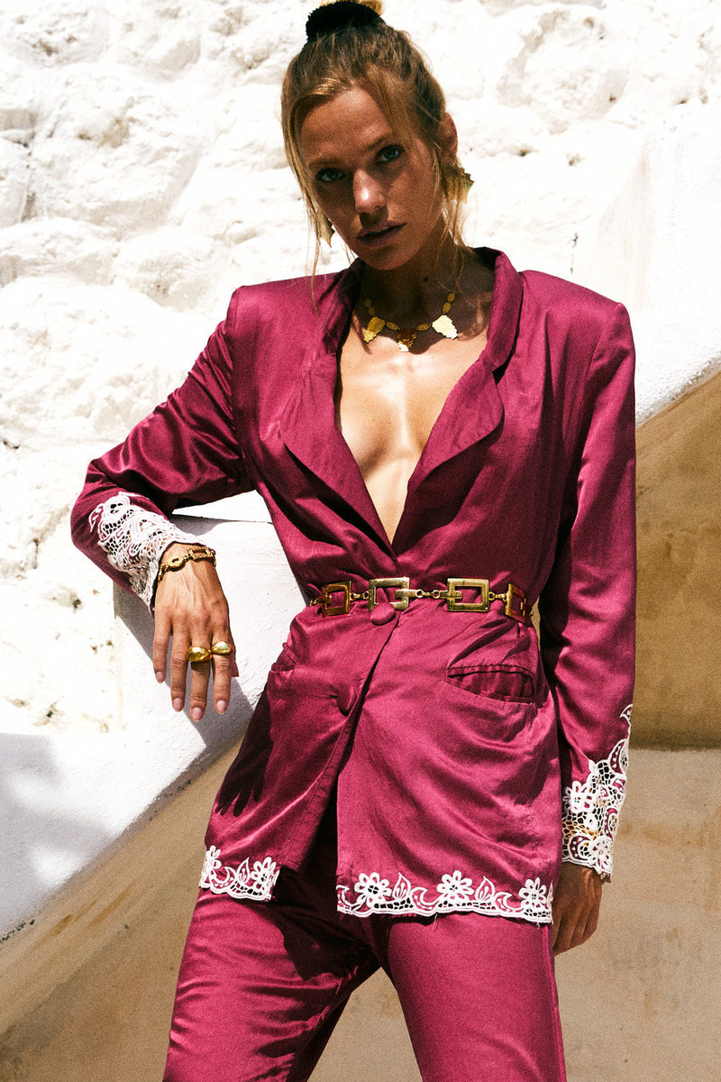 One Of Those Nights Silk Cutwork Jacket - Chasing Unicorns