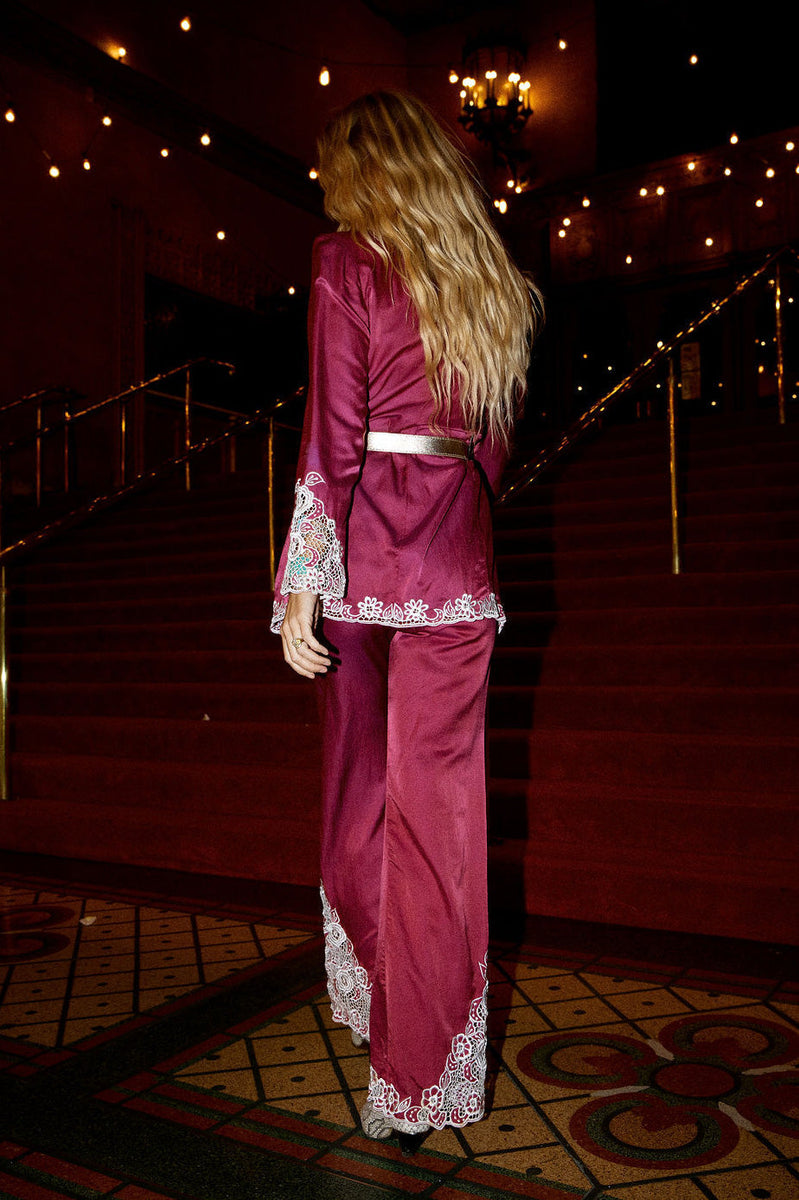 One Of Those Nights Silk Cutwork Jacket - Chasing Unicorns