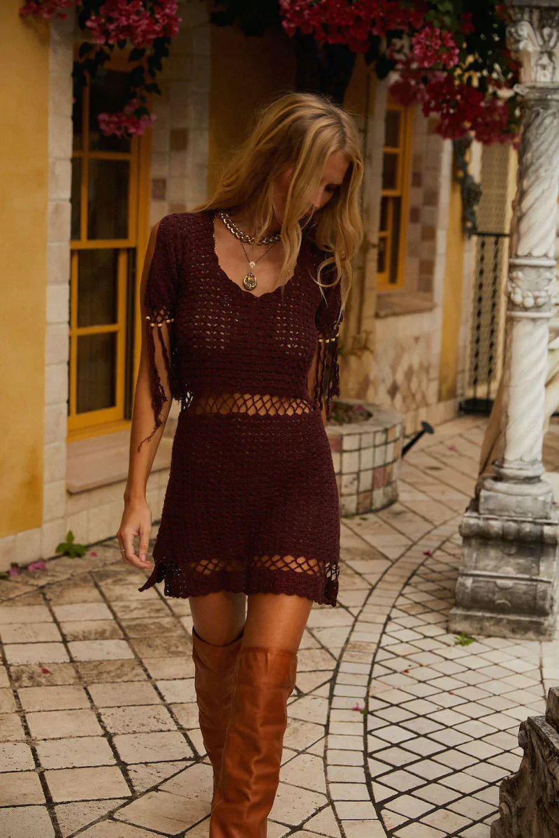 Out On The Weekend Crochet Mini Dress - Chasing Unicorns