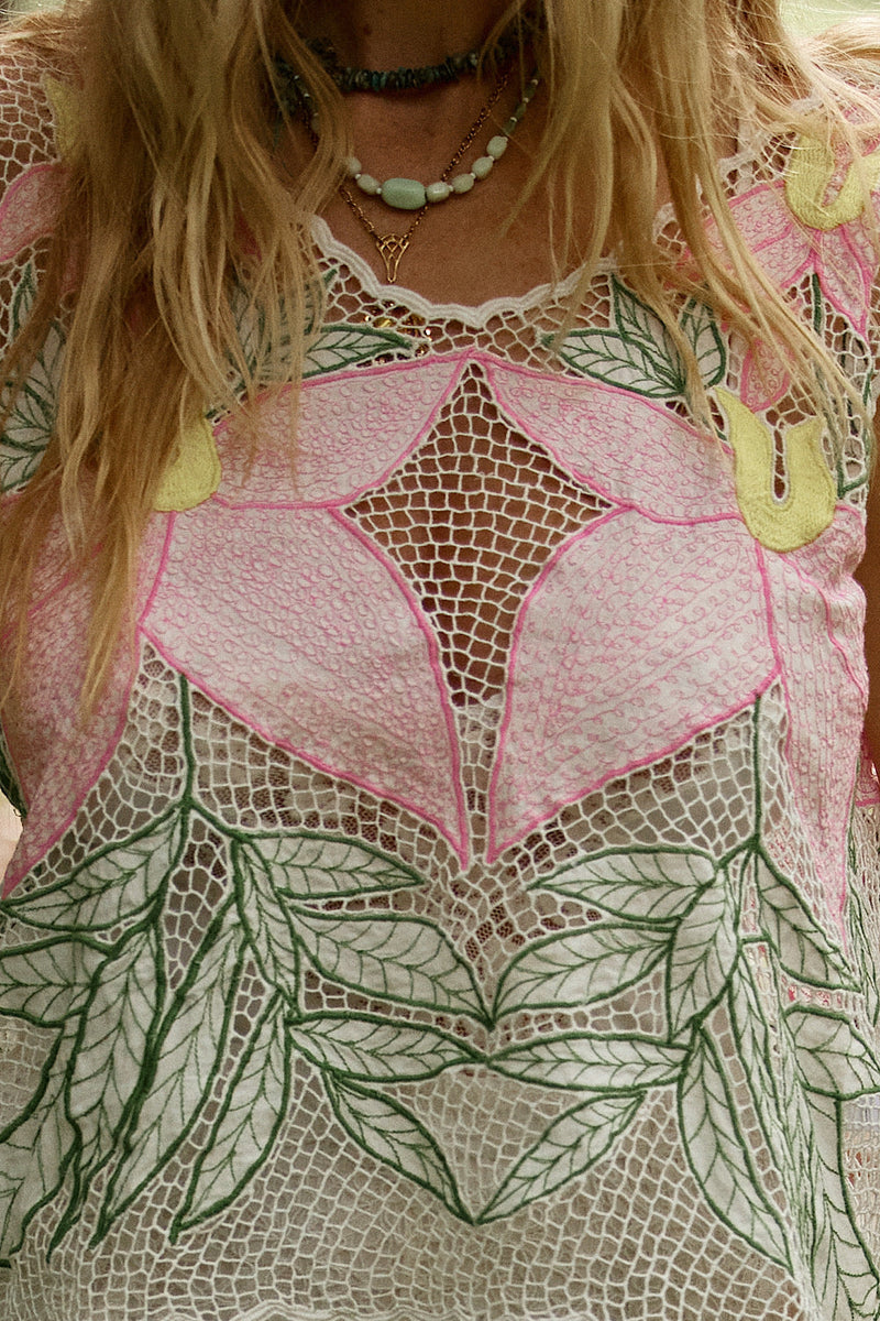 Paradise Cotton Gauze Cutwork top - Chasing Unicorns