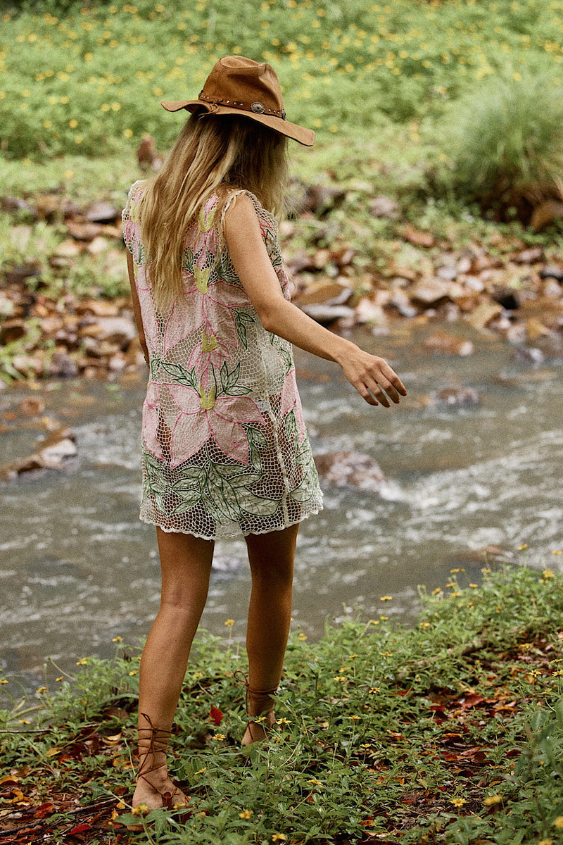 Paradise Cutwork Mini Dress - Chasing Unicorns