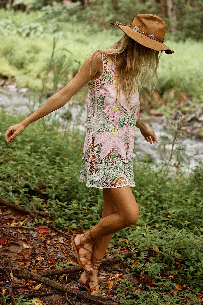 Paradise Cutwork Mini Dress - Chasing Unicorns