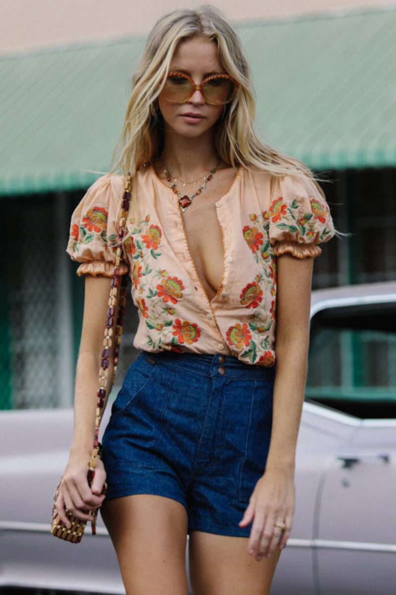 Peace Of Mind Embroidered Blouse - Chasing Unicorns