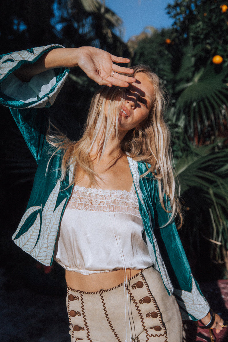 Peaceful Easy Feeling Silk + Lace Camisole - Champagne - Chasing Unicorns