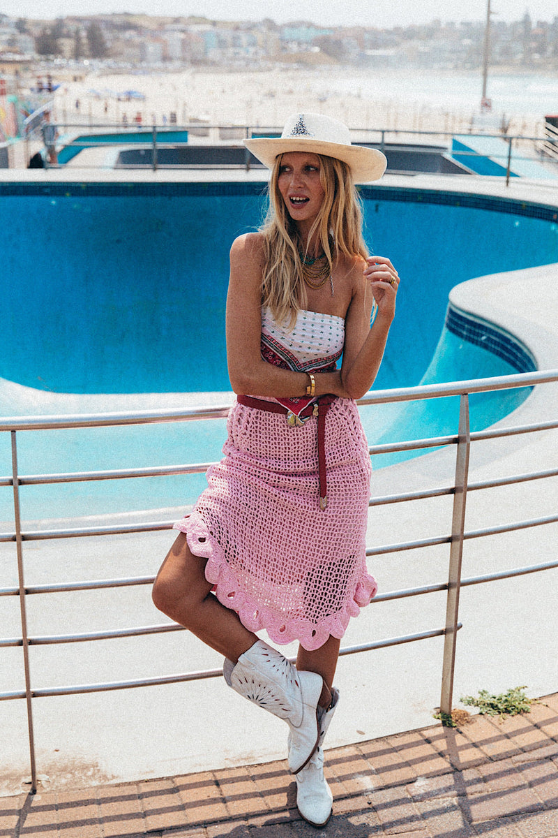 Pink Moon Crochet Midi Skirt - Chasing Unicorns