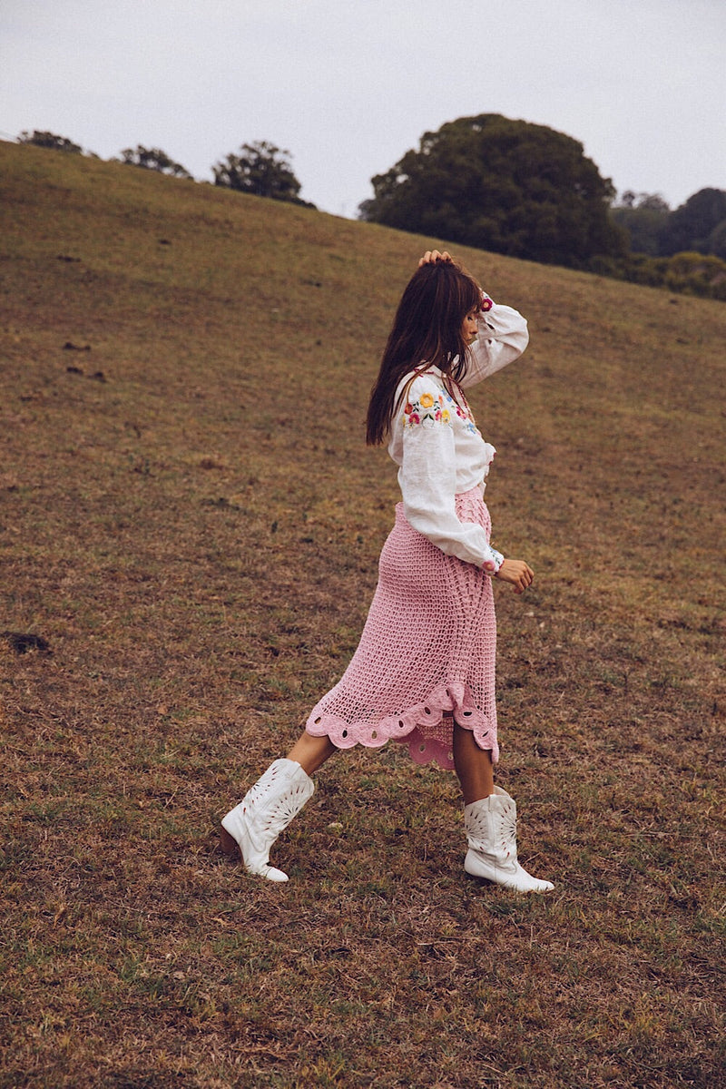 Pink Moon Crochet Midi Skirt - Chasing Unicorns