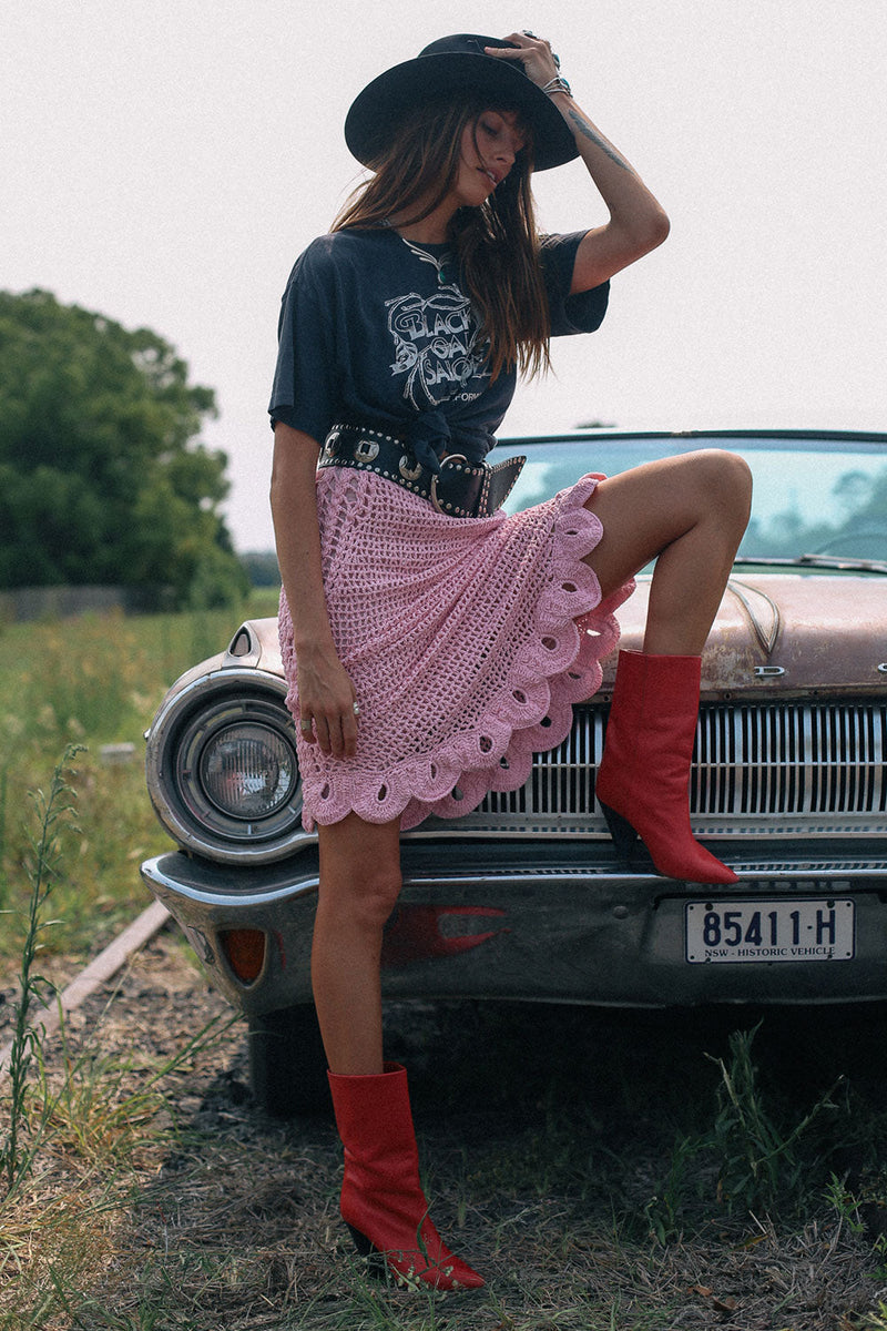 Pink Moon Crochet Midi Skirt - Chasing Unicorns