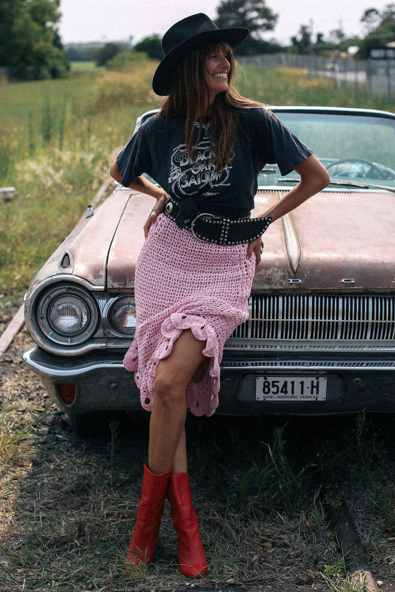 Pink Moon Crochet Midi Skirt - Chasing Unicorns